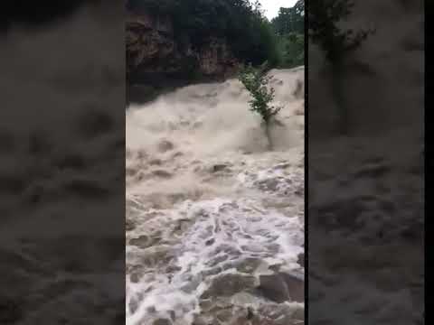 Wisconsin had received 9” of rain the day before.  This is the Willow River waterfall