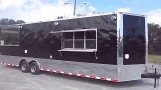 Enclosed 8.5'x28' BBQ Smoker Concession Trailer (Black) Food Catering Event
