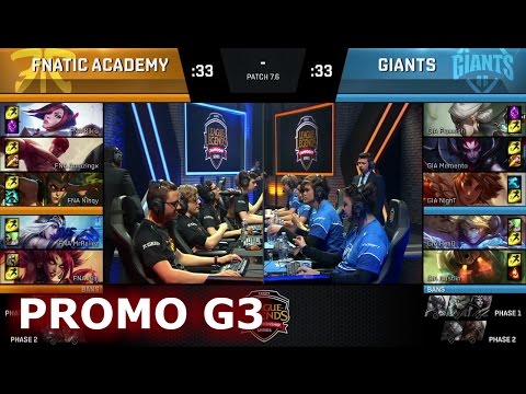 Giants vs Fnatic Academy | Game 3 Promotion / Relegation S7 EU LCS Summer 2017 | GIA vs FNA G3 1080p