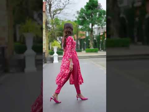 Poonam Designer Florida Pure Viscose Wholesale Nayra Cut Kurti Pant Catalog – product video thumbnail