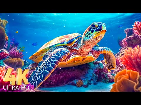 11HRS of 4K Turtle Paradise 🌊 - Coral Reefs and Colorful Sea Life - Relaxing Music