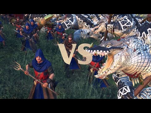 80 Kroxigors vs 6400 Peasants Total War Warhammer 2