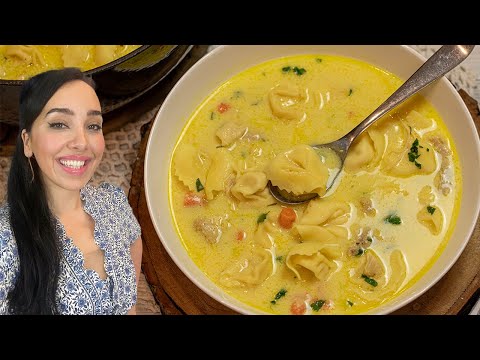 Greek Lemony Chicken Avgolemono Soup with Tortellini