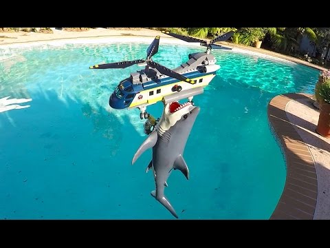 Shark attacks Lego Helicopter