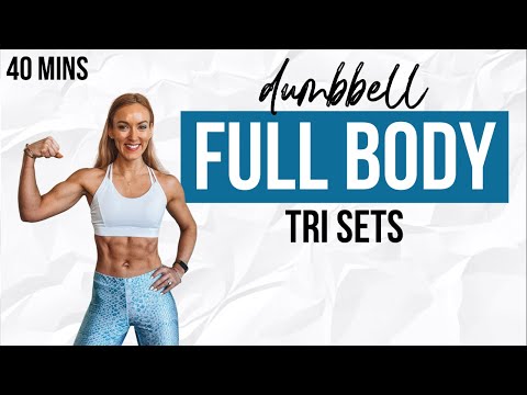 🌶  40 Min Full Body Workout at Home With Dumbbells | INTENSE Tri Sets