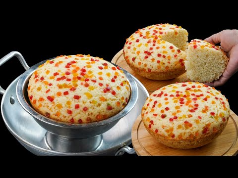 Suji Teatime Fruit Cake in Steel Bowl | No Oven, No Mould | Soft & Fluffy Suji Cake Recipe