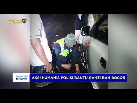 AKSI HUMANIS POLISI BANTU PEMEDEK GANTI BAN BOCOR