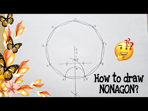 How to draw Nonagon? | Geometric Drawing