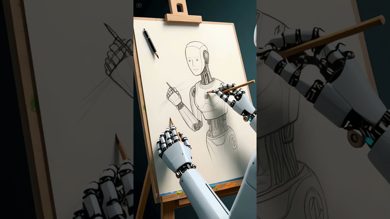 Generated by AI: Robot Drawing 2 #ai #aiart #motivation #passion #robot #art #drawing