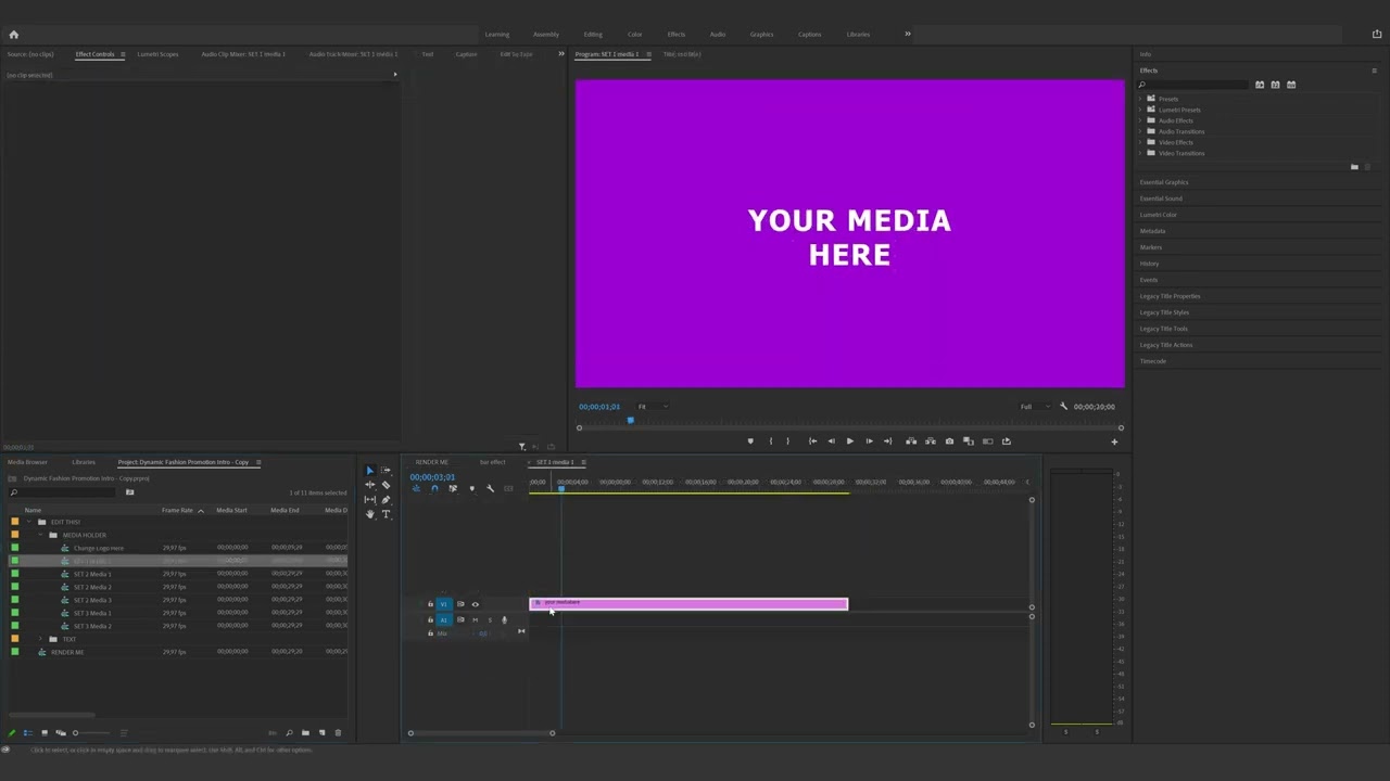 How to edit the Dynamic Fashion Promotion Intro in Premiere Pro