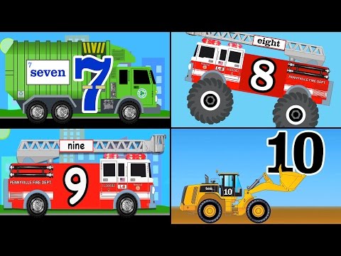 Learning To Count Collection Vol. 1 - Counting to 10 Monster Trucks, Fire Engines, Garbage Trucks Video