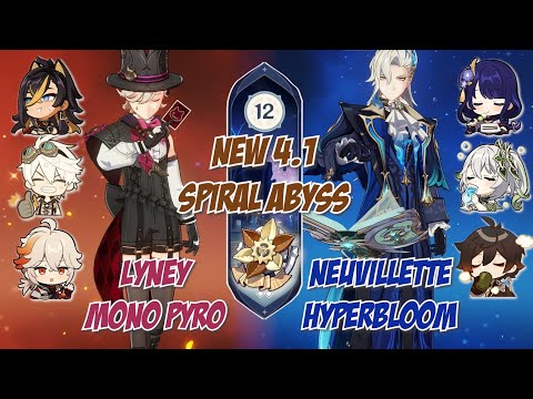 NEW SPIRAL ABYSS 4.1!? Lyney Mono Pyro & Neuvillette HyperBloom | Floor 12 Full Stars