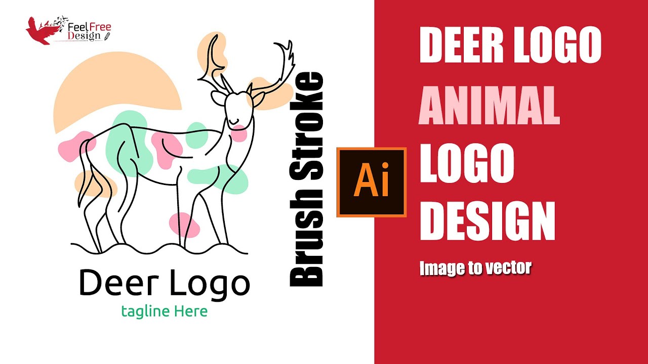 Deer Abstract Logo | Image to vector | Animal art | Vector line art illustration | Icon design
