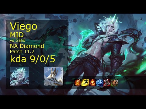 Viego vs Galio Mid - NA Diamond 9/0/5 Patch 11.2 Gameplay