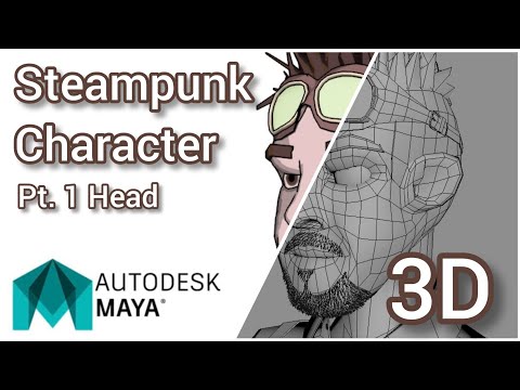 Steampunk Character 3D modeling Pt.1. Head. Standard Tools. Autodesk Maya tutorial