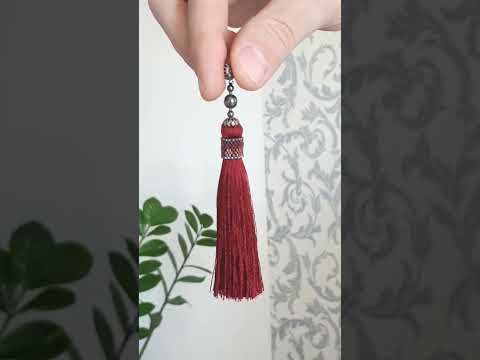 Серьги-кисти красные с жемчугом и бисером Марсала Длинные серьги Ручная работа - фото 1 - id-p1418683847