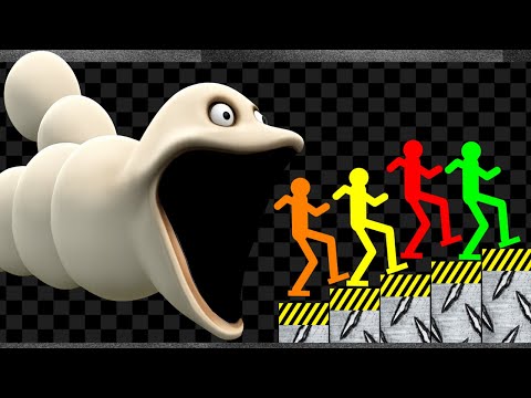 Survival Stickman Race - Run From Hungry Worm