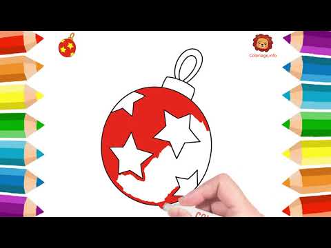 Dessin Facile Boule de Noël - Comment dessiner colorier boule de noël avec étoile pour sapin