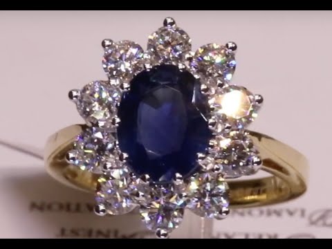 #73096 | S2.45ct/D1.50ct | Sapphire & Diamond Cluster Ring | Set in 18ct Yellow Gold
