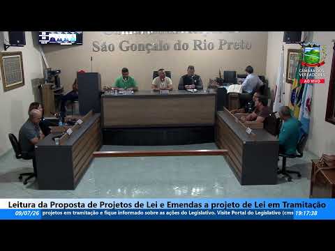 Reunião ordinária da Câmara Municipal de São Gonçalo do Rio Preto - 09/07/2026