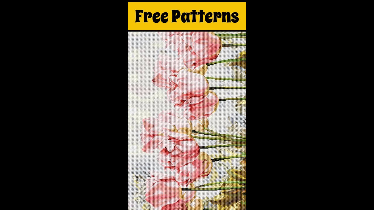 Pink Tulips/ Large Cross Stitch Patterns Free PDF/ #shorts