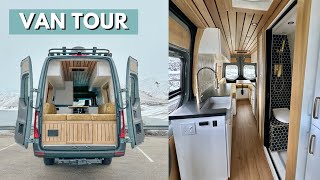 VAN TOUR | Luxury Modern Van w/ Full Tile Bathroom | BEST VAN LAYOUT!