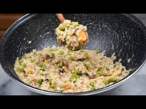 Risotto Mare e Monti Ricetta Veloce e Molto Gustosa - Rice Fish and Mushrooms Tasty Recipe