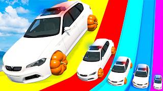 Giant & Small Car vs Portal Trap with Slide Colors – Cars vs Trains – BeamNG.Drive