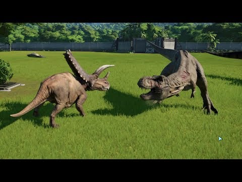 Pentaceratops VS 2 Acrocanthosaurus, 2 T-Rex And 2 Spinosaurus - Jurassic World Evolution
