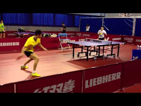 STIGA star Xu Xin practising with Wang Liqin