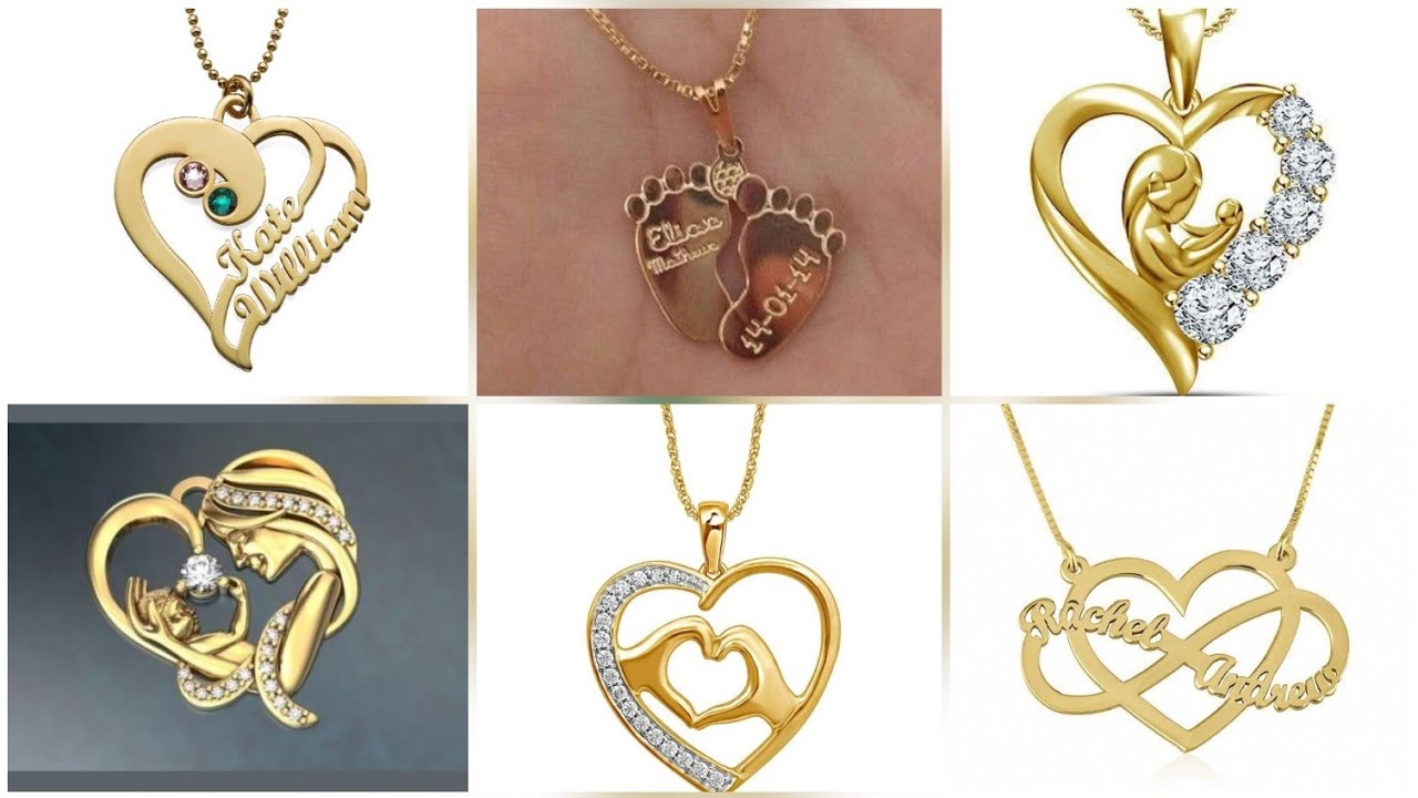 Outstanding Heart Shape Mother Baby And Couple Name Pendant Designs Collection