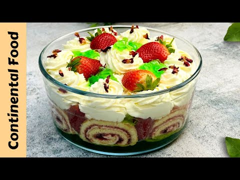 Fancy Trifle Dessert Bowl | Strawberry Trifle | Strawberry Dessert Recipe By Continental Food