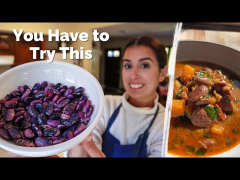Scarlet Runner Bean Stew with Butternut Squash and Smoked Sausage // Fall Recipes
