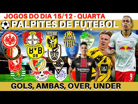 Palpites de Futebol para Hoje 15/12, QUARTA.