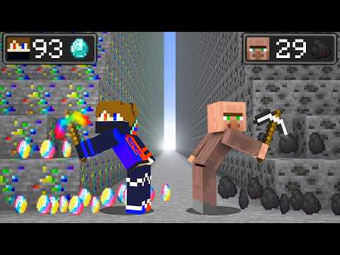 Poor Coal vs Rich Diamond Mine Battle in Minecraft