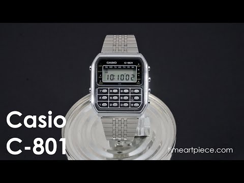 Casio C-801 Vintage Digital LCD Quartz Calculator Chronograph Watch Black