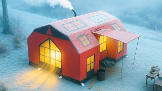 NIEUWE OPBLAASBARE CAPSULETENT -8° CAMPING MET HOUTKACHEL