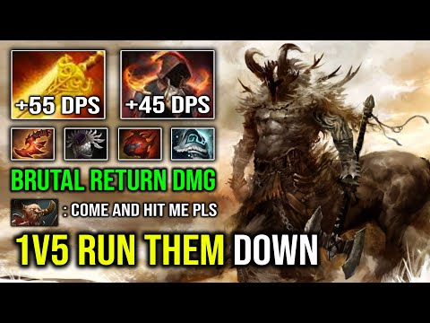 WTF +105 Burn Per Second 1v5 Centaur Warrunner Brutal Return DPS Flames Cloak Radiance Dota 2