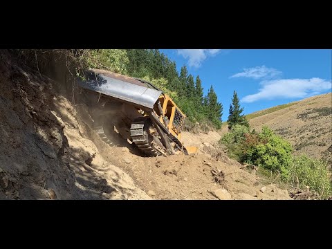 Bulldozing a Track on a Steep Hill with a Caterpillar D5
