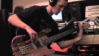 Ross Larsen Playing on Langcaster bass recording at RedRoom Studios