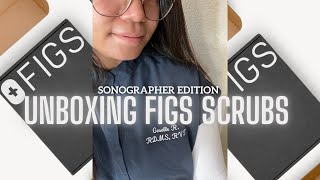 Ultrasound technologist unboxes NEW figs scrubs with embroidery