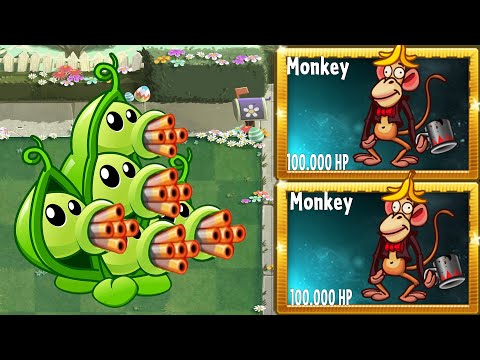 Pvz 2 Challenge - All Plants Power Up Vs Monkey Zombie 100.000 HP - Who 's Strongest Plant ？