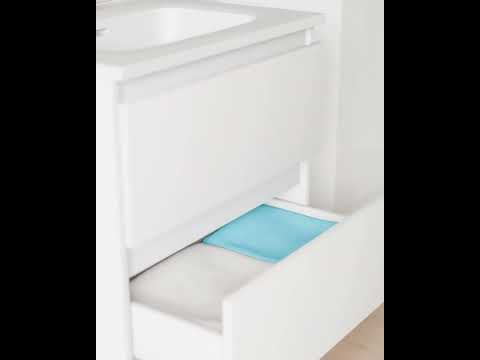 kielle Nefia - Dulap cu lavoar, 60x55x46 cm, 2 sertare, alb lucios 50027S620