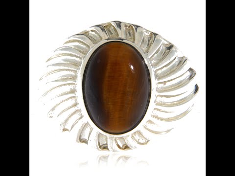 Inel Argint 925 Masiv Barbatesc Ochi de tigru Natural - Putere si Protectie