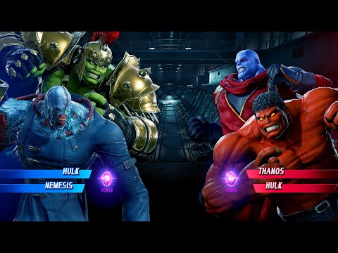 Gladiator Hulk & Nemesis vs Red Hulk & Thanos (Very Hard) - Marvel vs Capcom | 4K UHD Gameplay