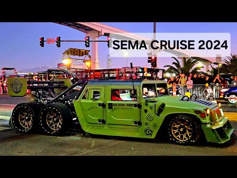 🔥 SEMA CRUISE NIGHT 2024 4K | EPIC Lineup of Custom Cars & Trucks roll out from Las vegas Convention