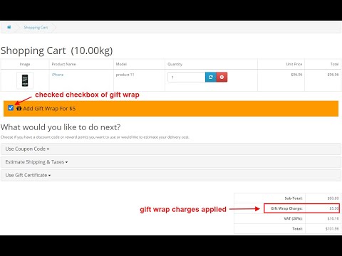 Add Gift Wrap At Shopping Cart And Checkout - OpencartTools