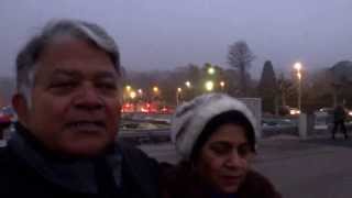 preview picture of video 'Aruna & Hari Sharma took an evening walk around Geneva Lake, Suisse Dec 16, 2013'