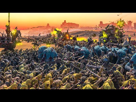 The Battle of Rot and Rampage - GREENSKINS vs NURGLE - TotalWar Warhammer Fantasy Battle Spectacle