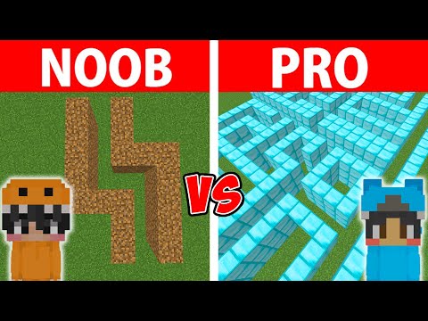 Minecraft NOOB vs PRO: GIANT MAZE BUILD CHALLENGE! NOOB BUILD SECRET MAZE!